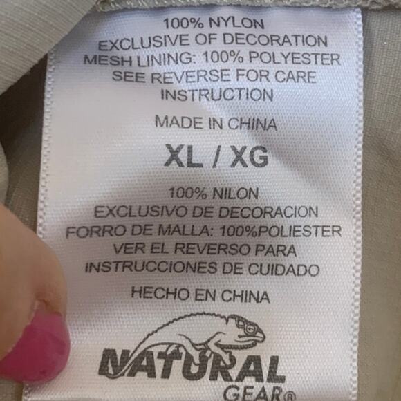 Natural Gear Fishing Shirt XL Khaki Nylon Vented Long / Short Sleeves Mens - Picture 7 of 8